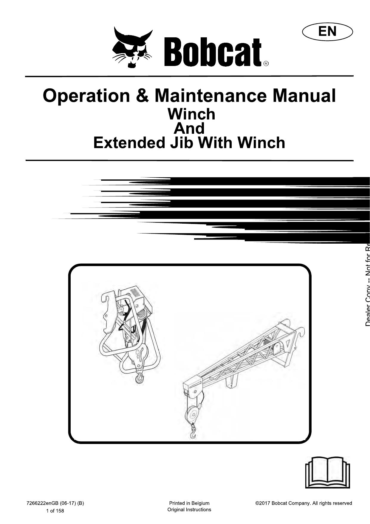 Winch and Extended Jib with Winch Attachment Operation & Maintenance Manual Bobcat